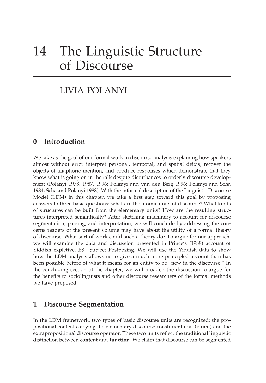 14 the Linguistic Structure of Discourse