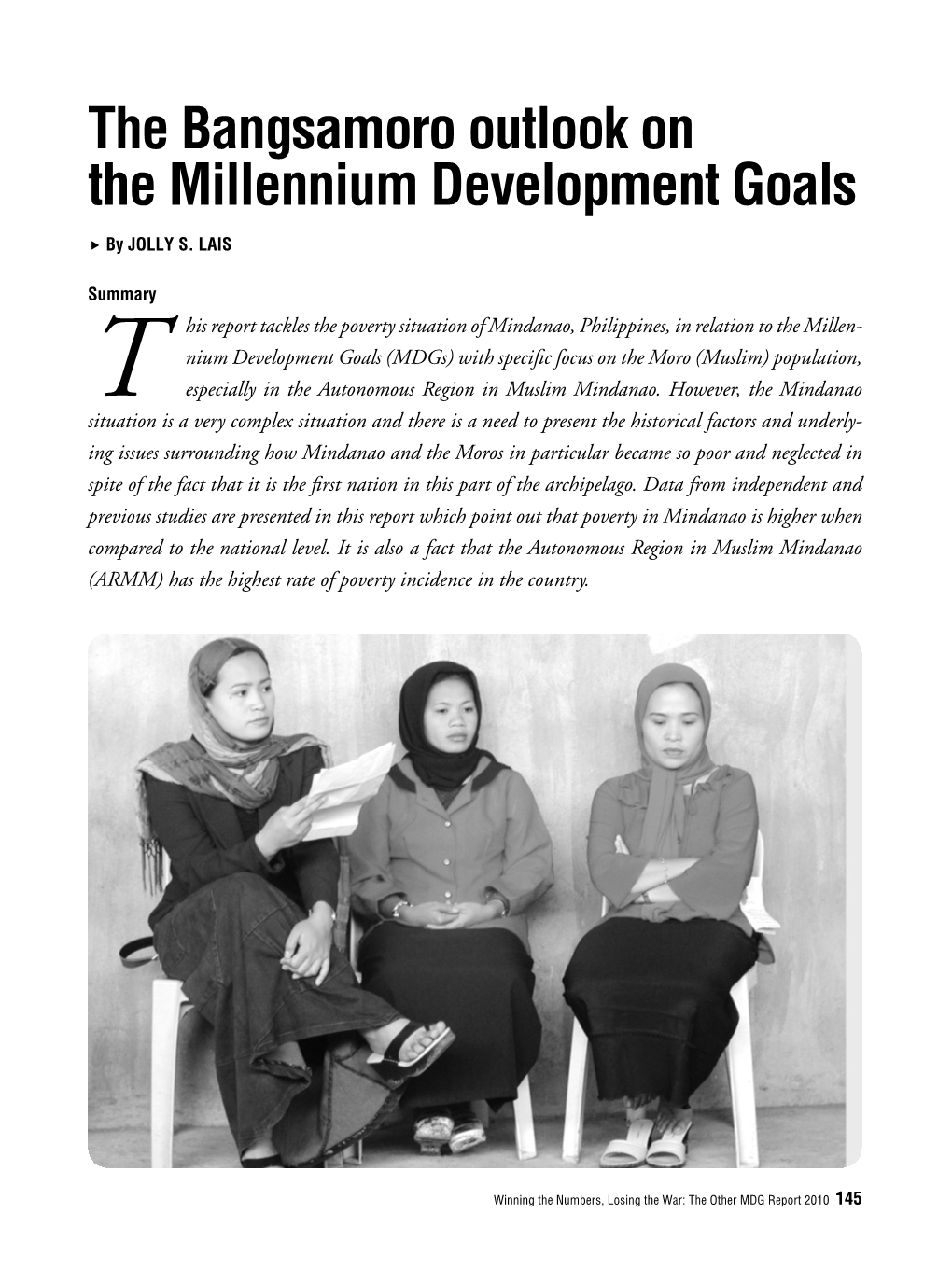 The Bangsamoro Outlook on the Millennium Development Goals