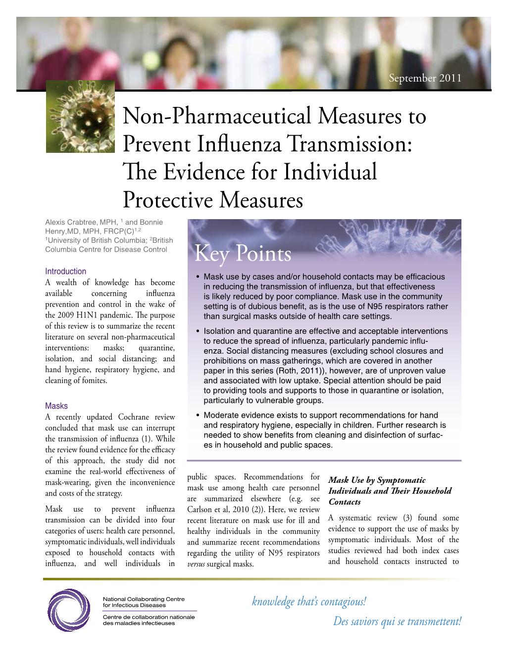 Non-Pharmaceutical Measures to Prevent Influenza Transmission