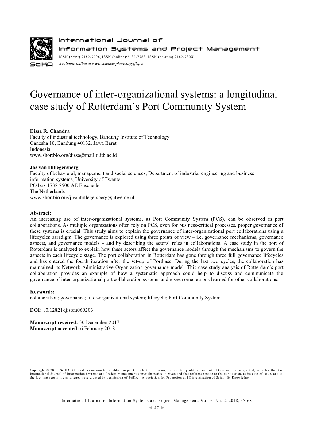 A Longitudinal Case Study of Rotterdam's Port Community System