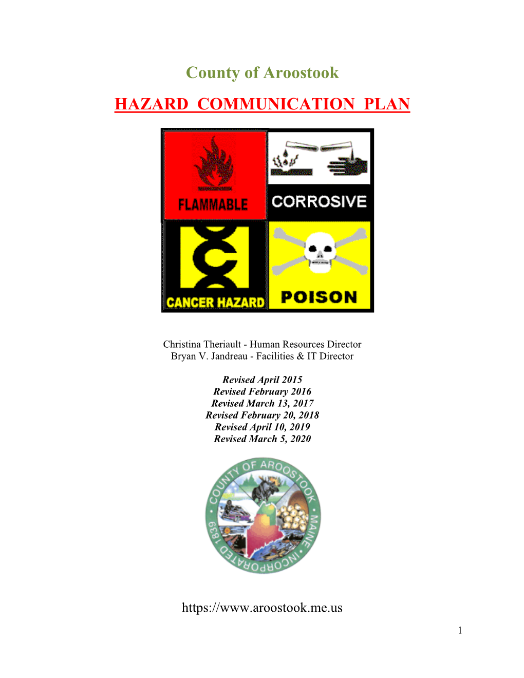 County of Aroostook HAZARD COMMUNICATION PLAN