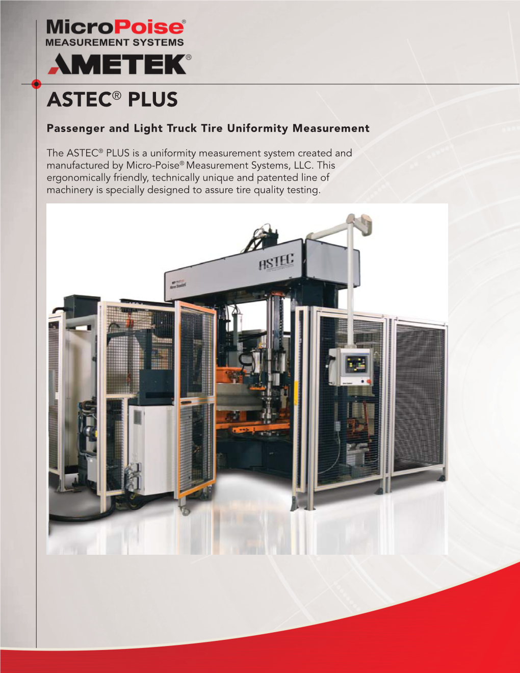 ASTEC® PLUS Passenger and Light Truck Tire Uniformity Measurement
