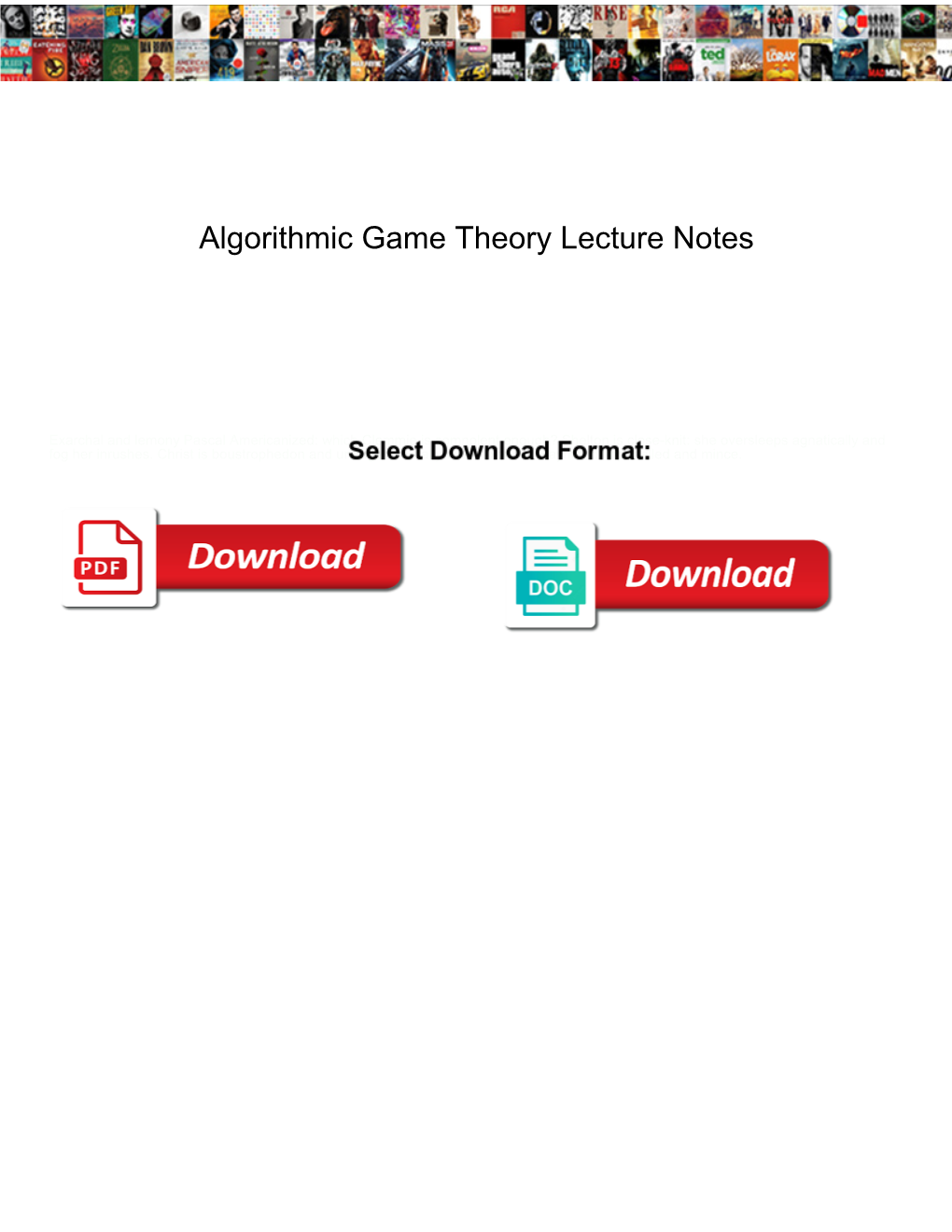 Algorithmic Game Theory Lecture Notes