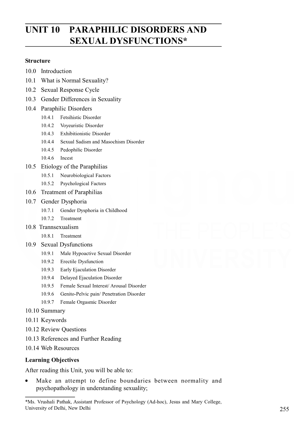 Unit 10 Paraphilic Disorders and Sexual Dysfunctions*