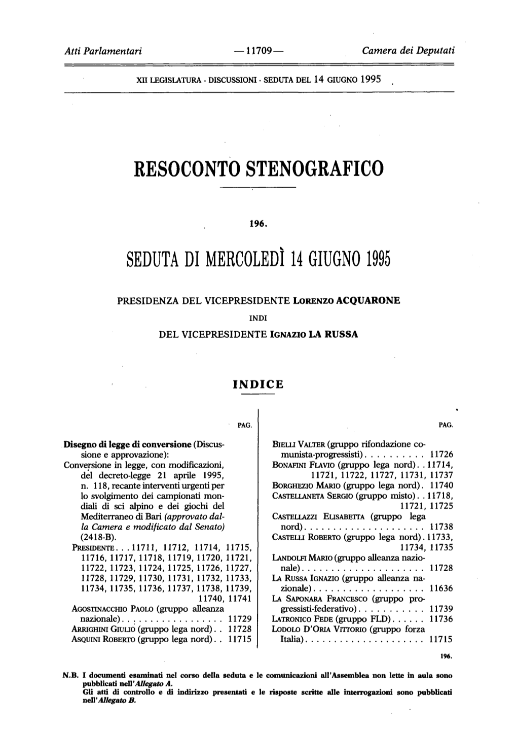 Resoconto Stenografico Seduta Di Mercoledì 14