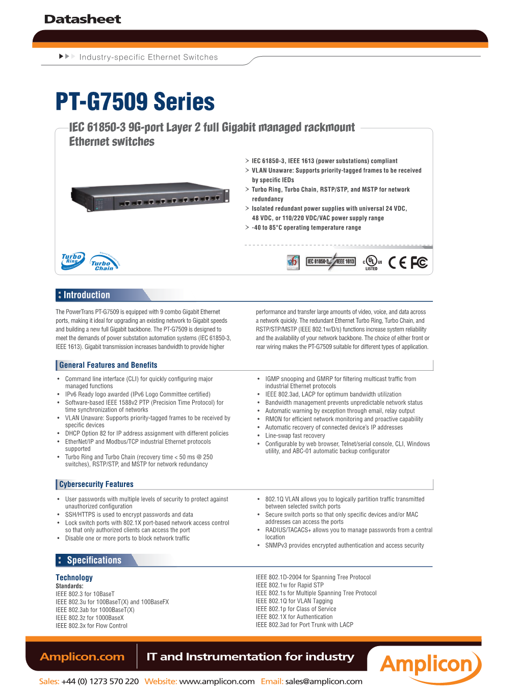 PT-G7509 Series IEC 61850-3 9G-Port Layer 2 Full Gigabit Managed Rackmount Ethernet Switches