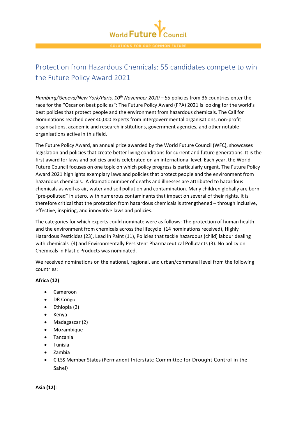 Protection from Hazardous Chemicals: 55 Candidates Compete to Win the Future Policy Award 2021