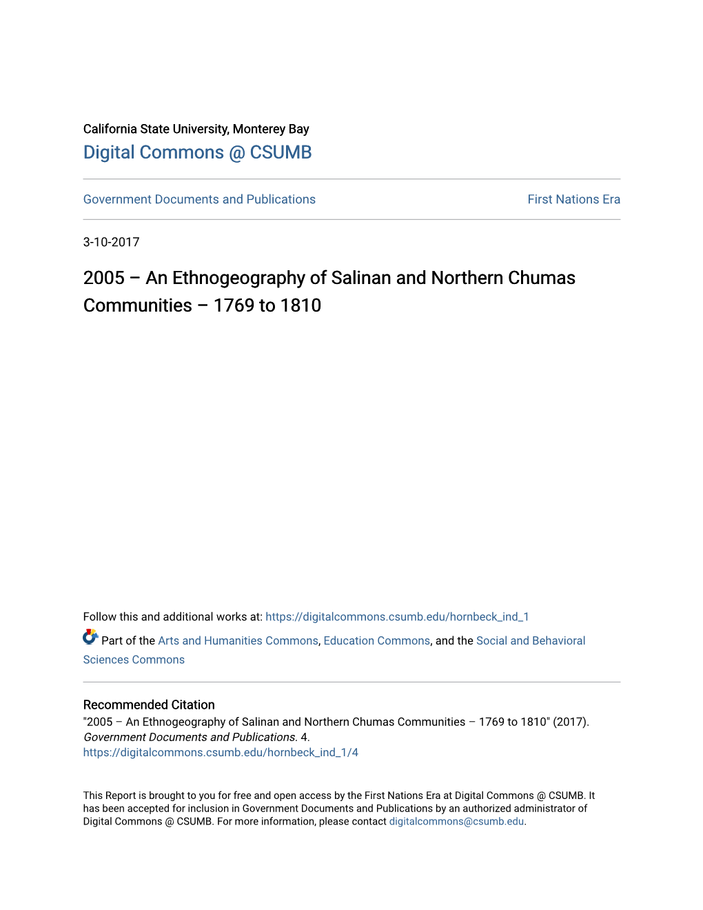 An Ethnogeography of Salinan and Northern Chumas Communities – 1769 to 1810