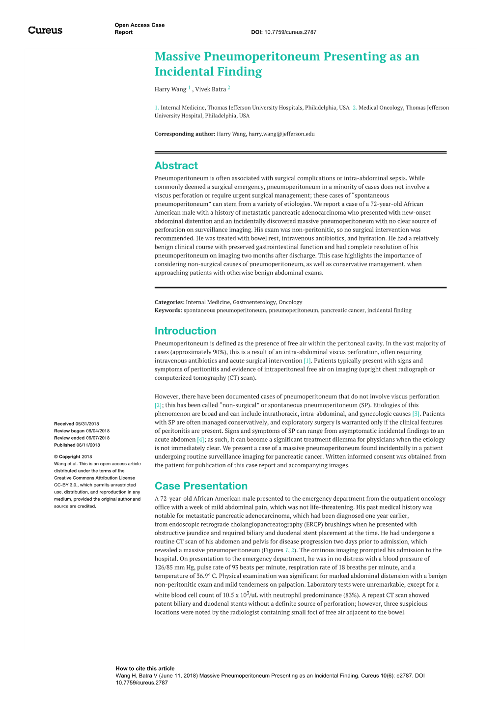 Massive Pneumoperitoneum Presenting As an Incidental Finding