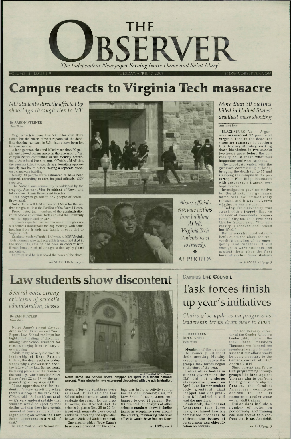 Campus Reacts to Virginia Tech Massacre
