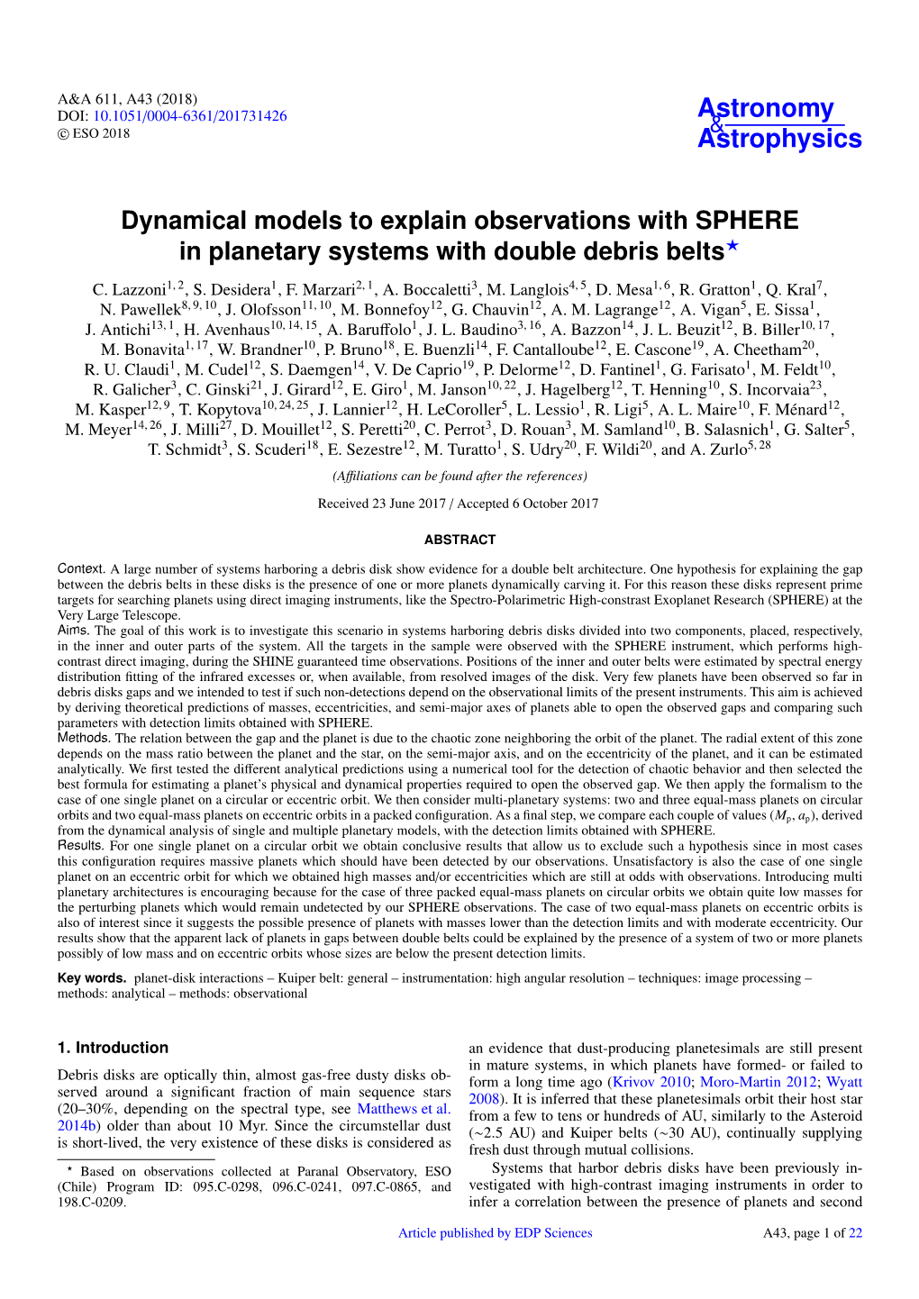Dynamical Models to Explain Observations with SPHERE in Planetary Systems with Double Debris Belts? C