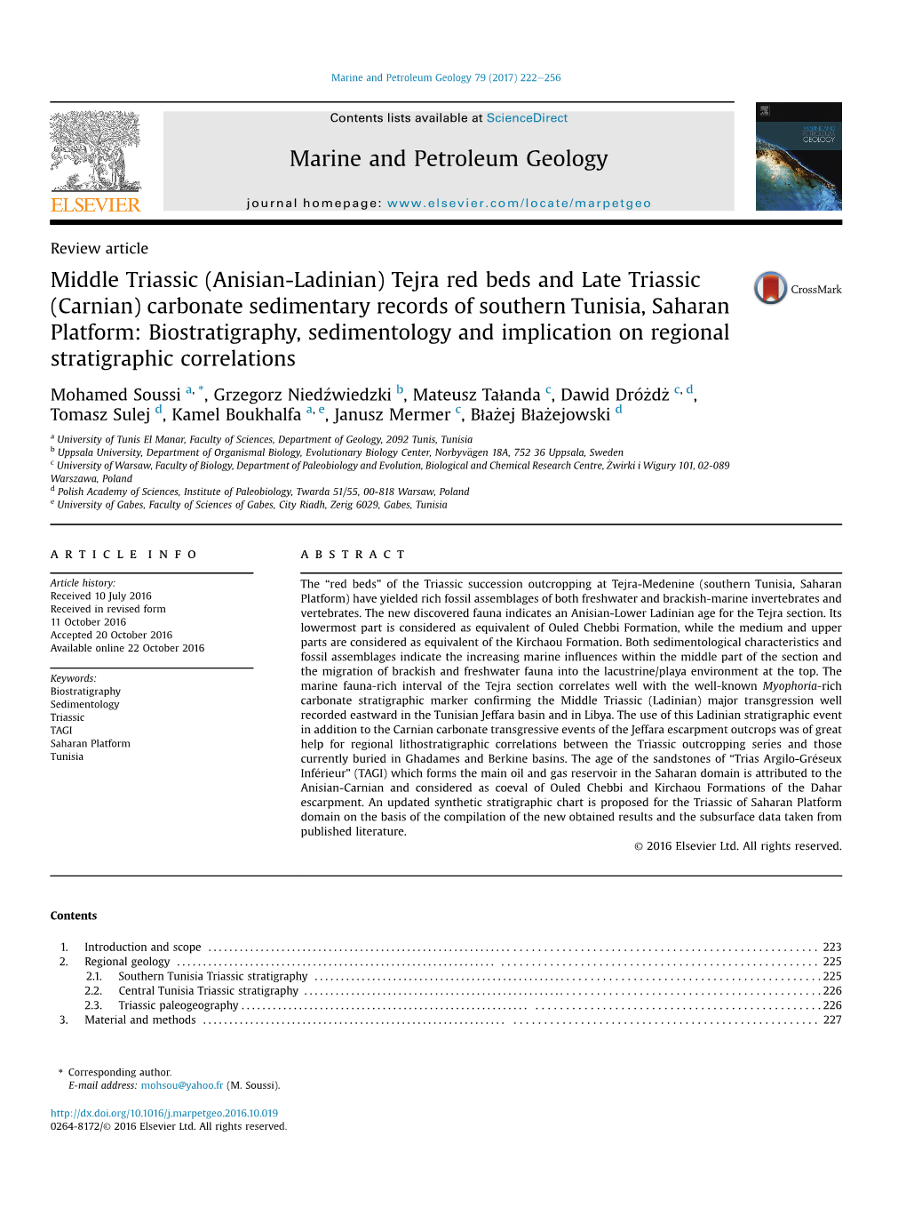 Review Articlemiddle Triassic (Anisian-Ladinian) Tejra Red Beds