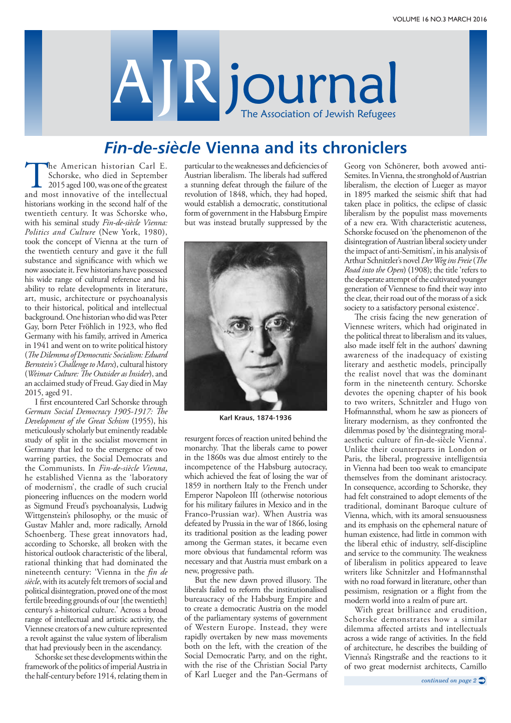 Fin-De-Siècle Vienna and Its Chroniclers He American Historian Carl E