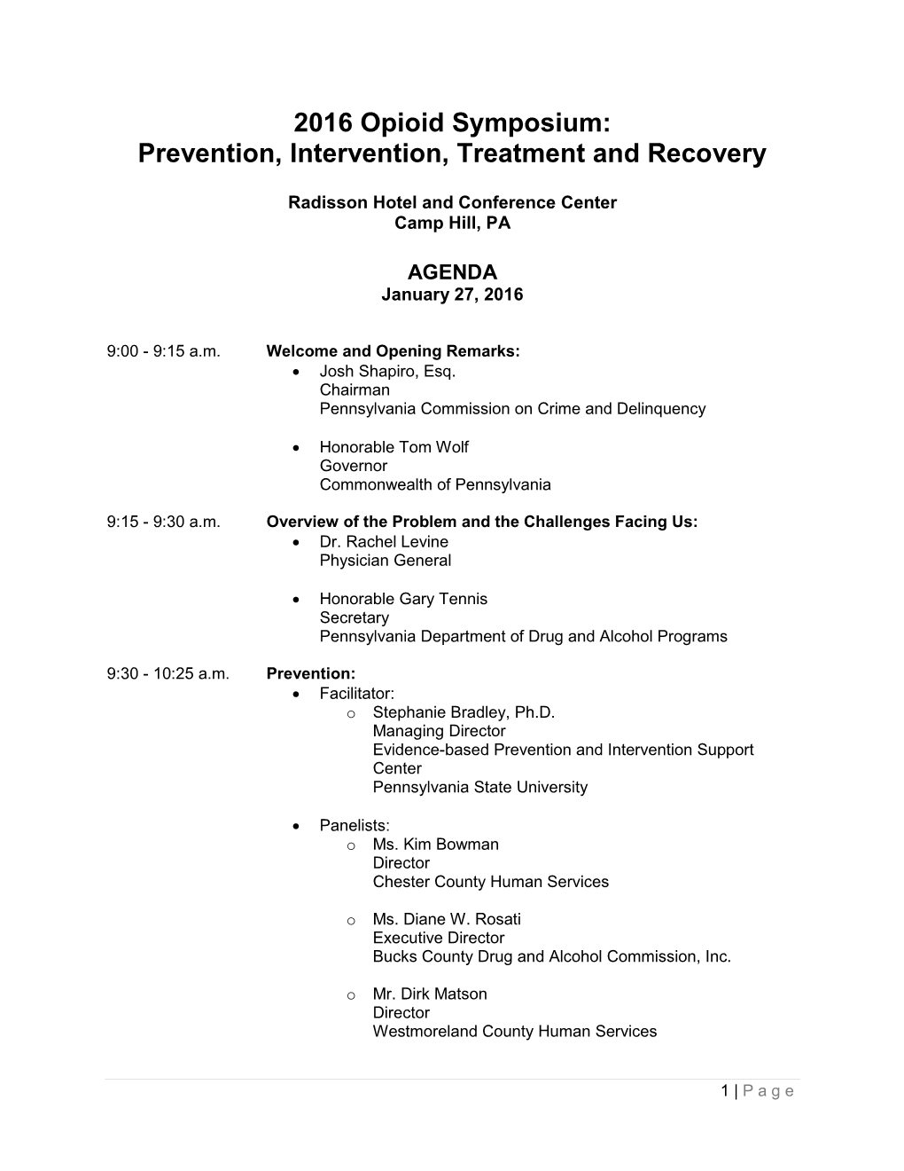 Opioid Symposium Agenda