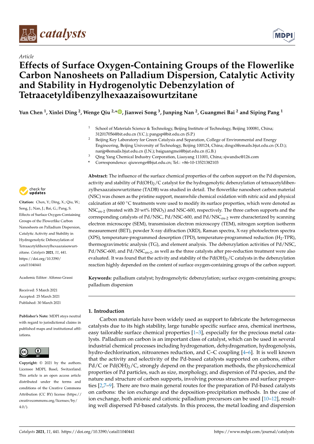 Effects of Surface Oxygen-Containing Groups of the Flowerlike Carbon