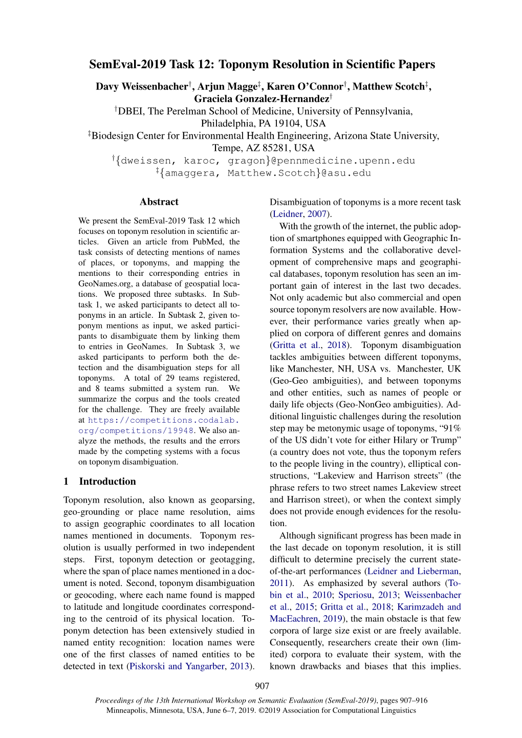 Toponym Resolution in Scientific Papers