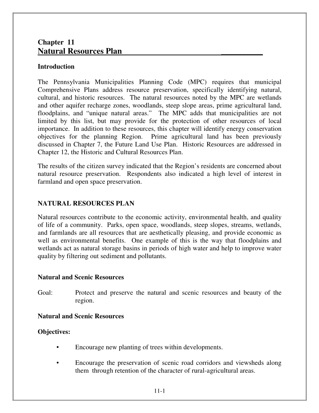 Natural Resources Plan ______