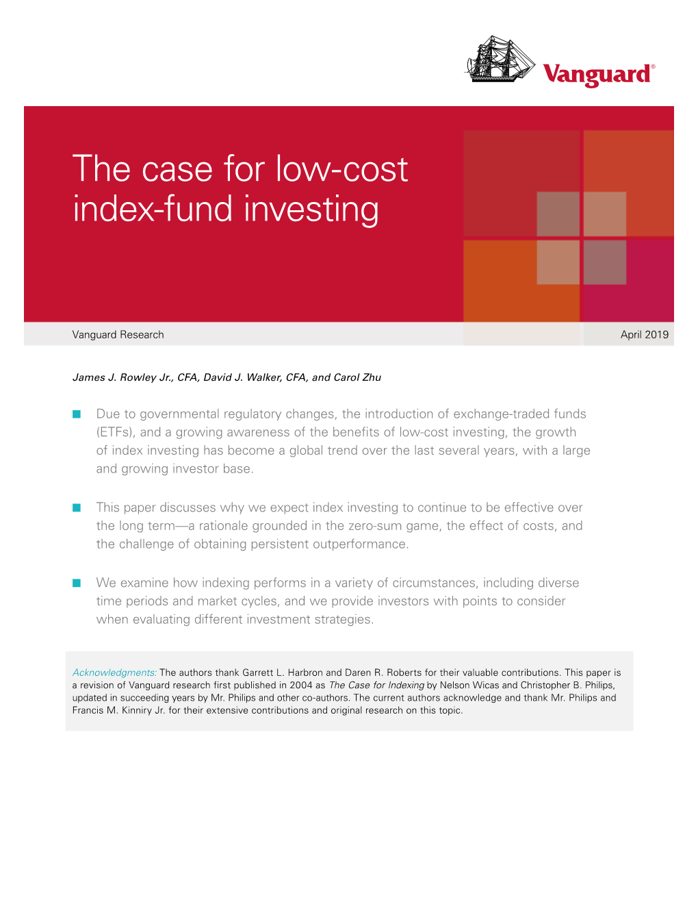 The Case for Low-Cost Index-Fund Investing
