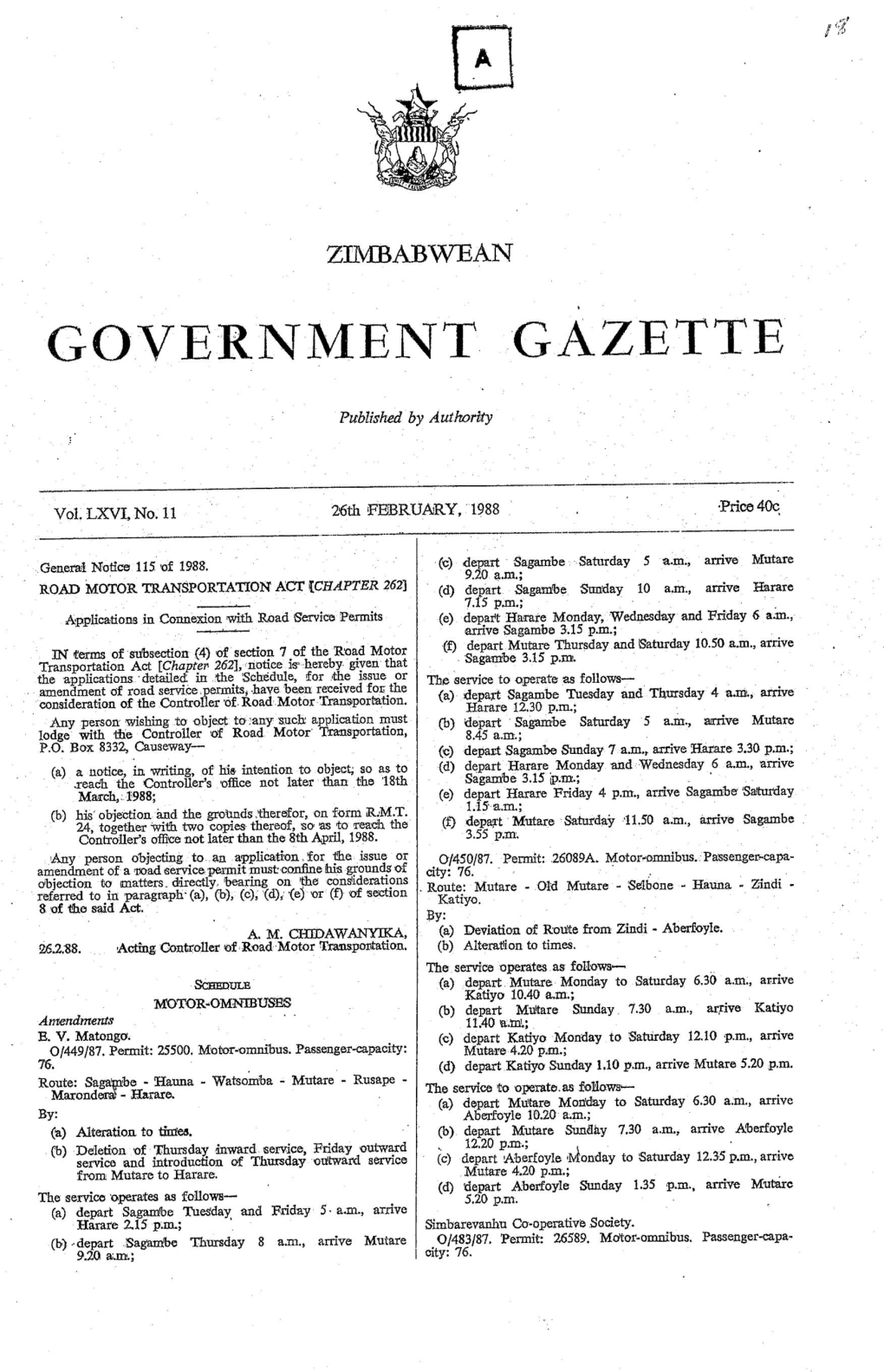 Zimbabwean Government Gazette