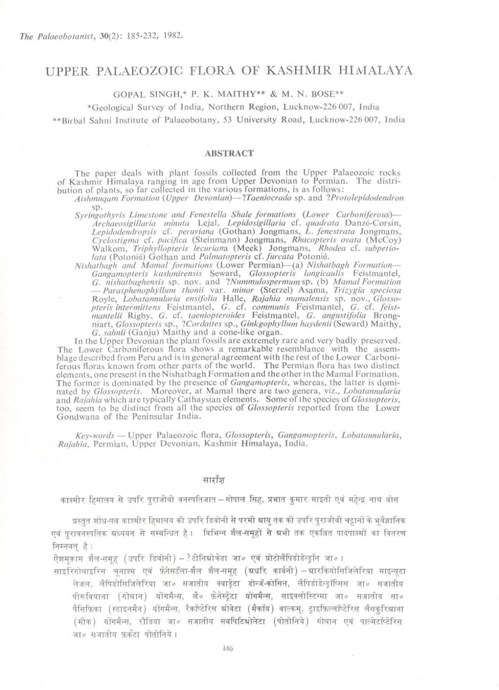 Upper Palaeozoic Flora of Kashmir Himalaya