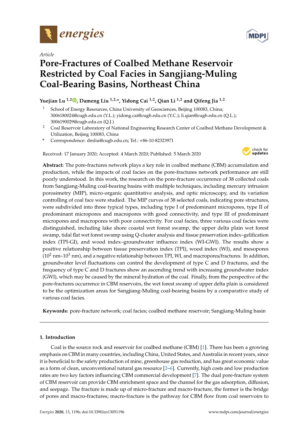 Pore-Fractures of Coalbed Methane Reservoir Restricted by Coal Facies in Sangjiang-Muling Coal-Bearing Basins, Northeast China