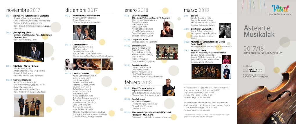 Astearte Musikalak 2017 /2018 Denboraldia