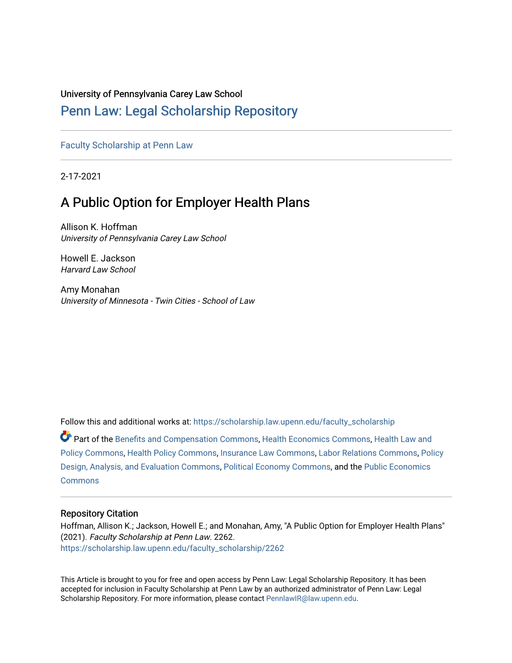 A Public Option for Employer Health Plans