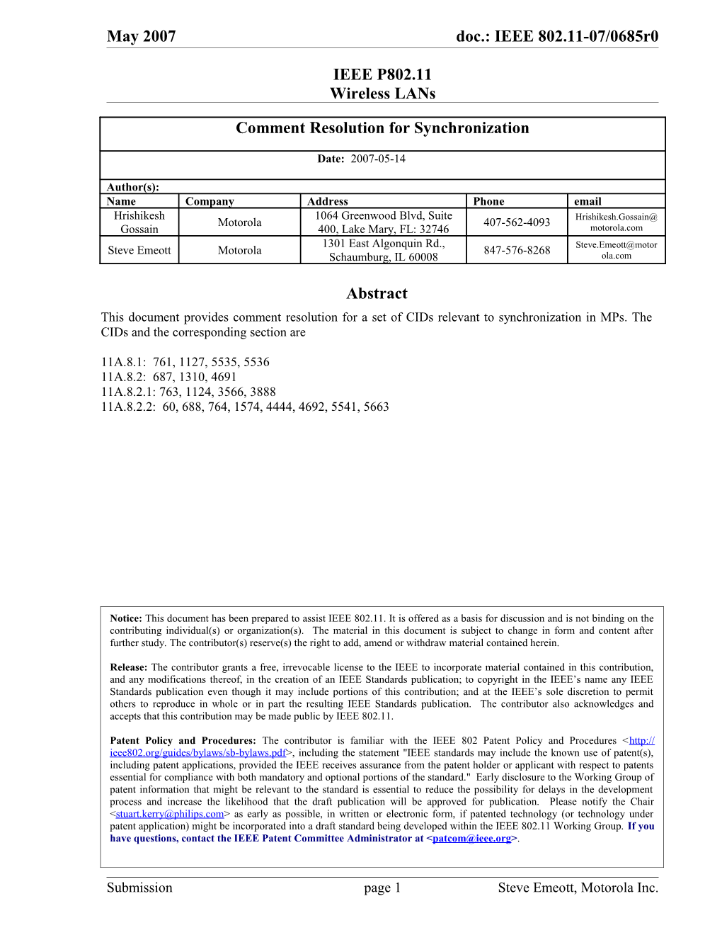 IEEE P802.11 Wireless Lans s65