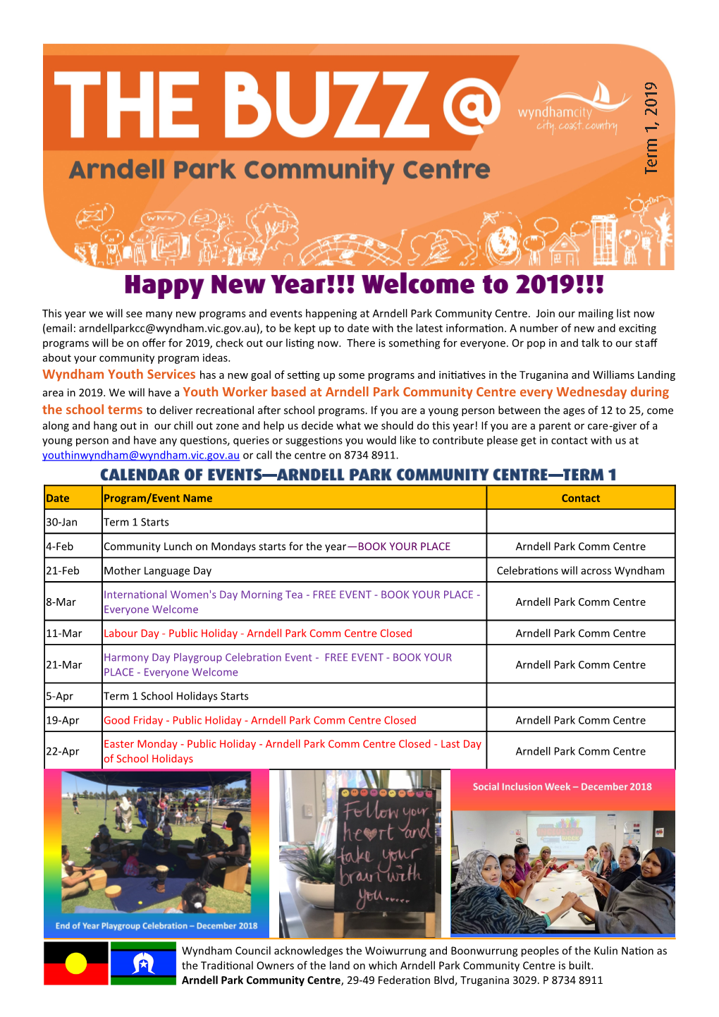 Area in 2019. We Will Have a Youth Worker Based at Arndell Park Community Centre Every Wednesday During the School Terms to Deliver Recreational After School Programs