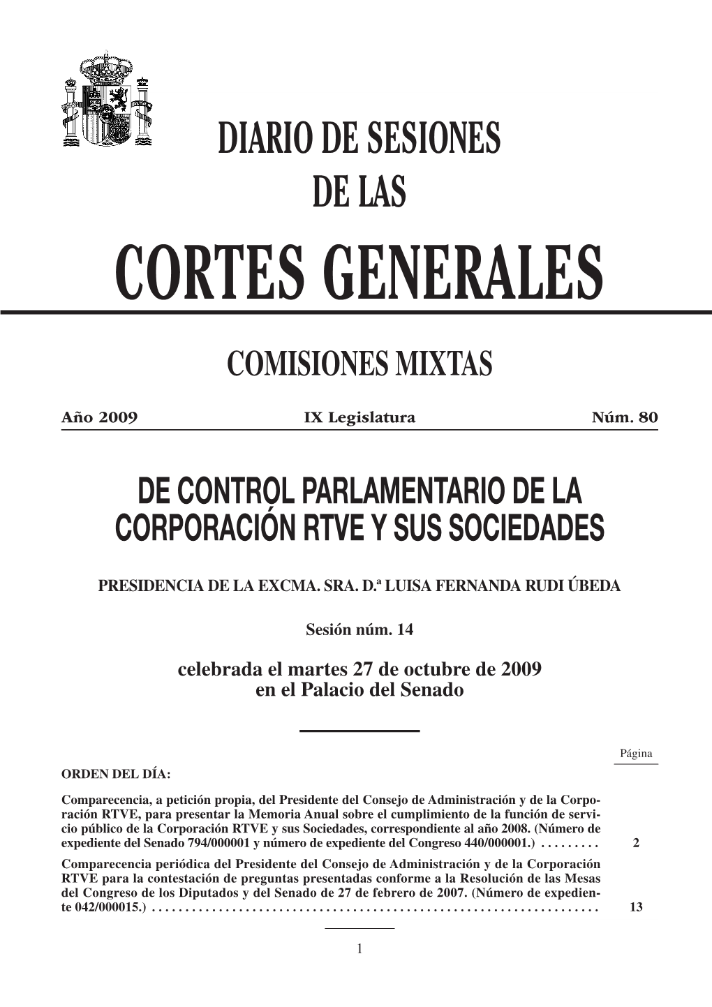 Cortes Generales Comisiones Mixtas
