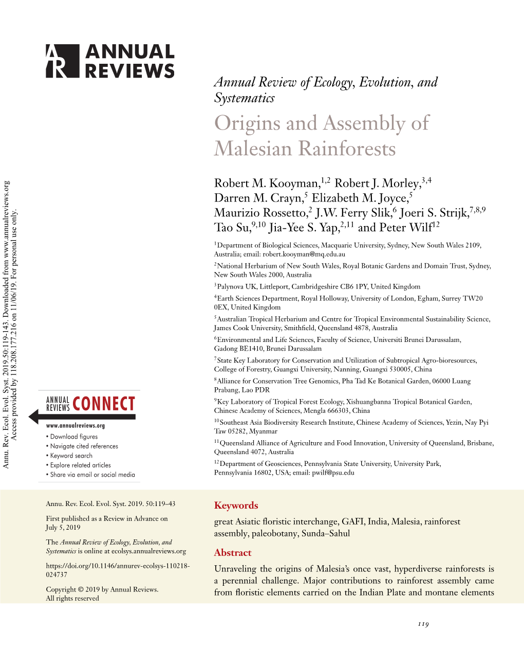 Origins and Assembly of Malesian Rainforests