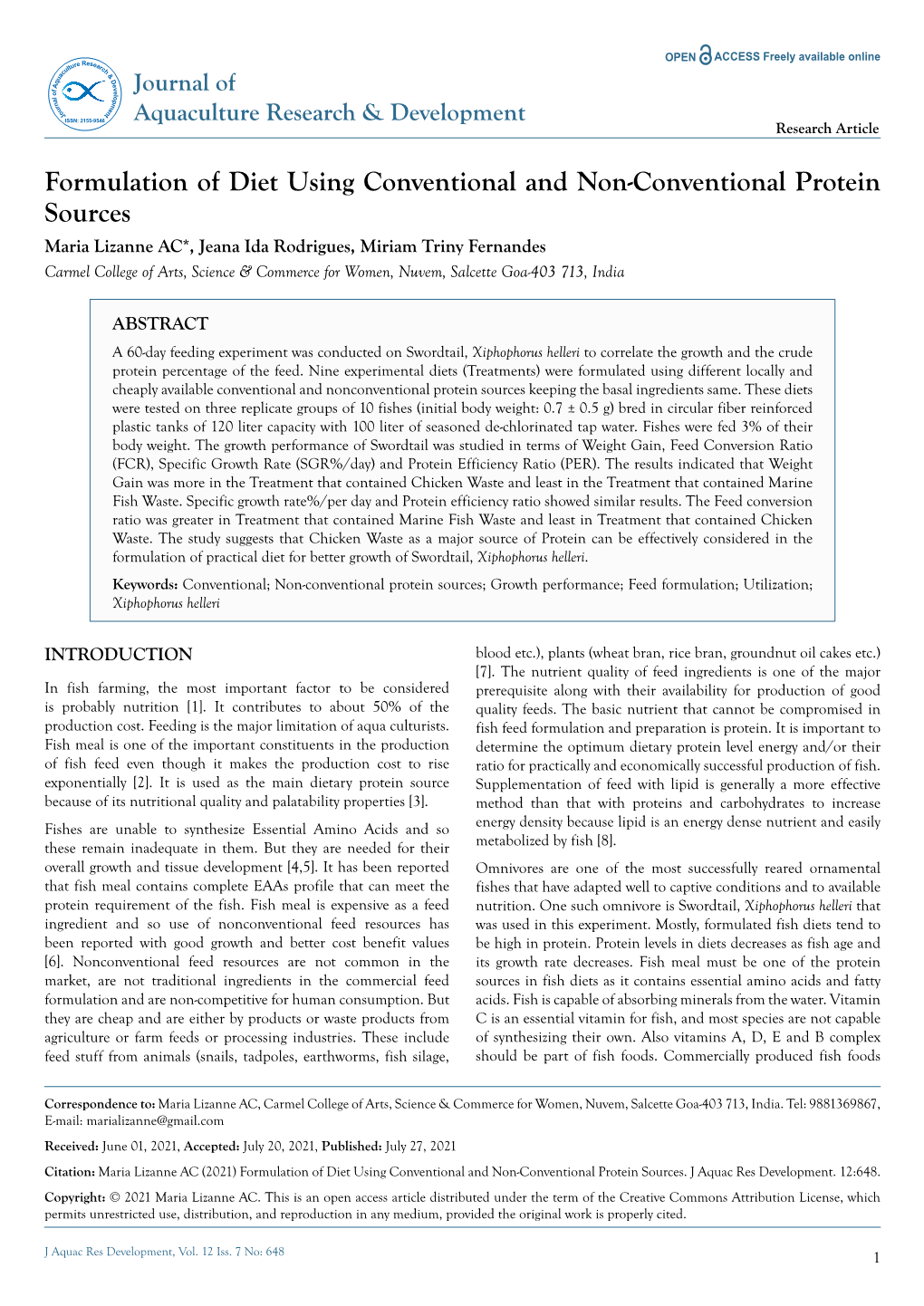 Formulation of Diet Using Conventional and Non