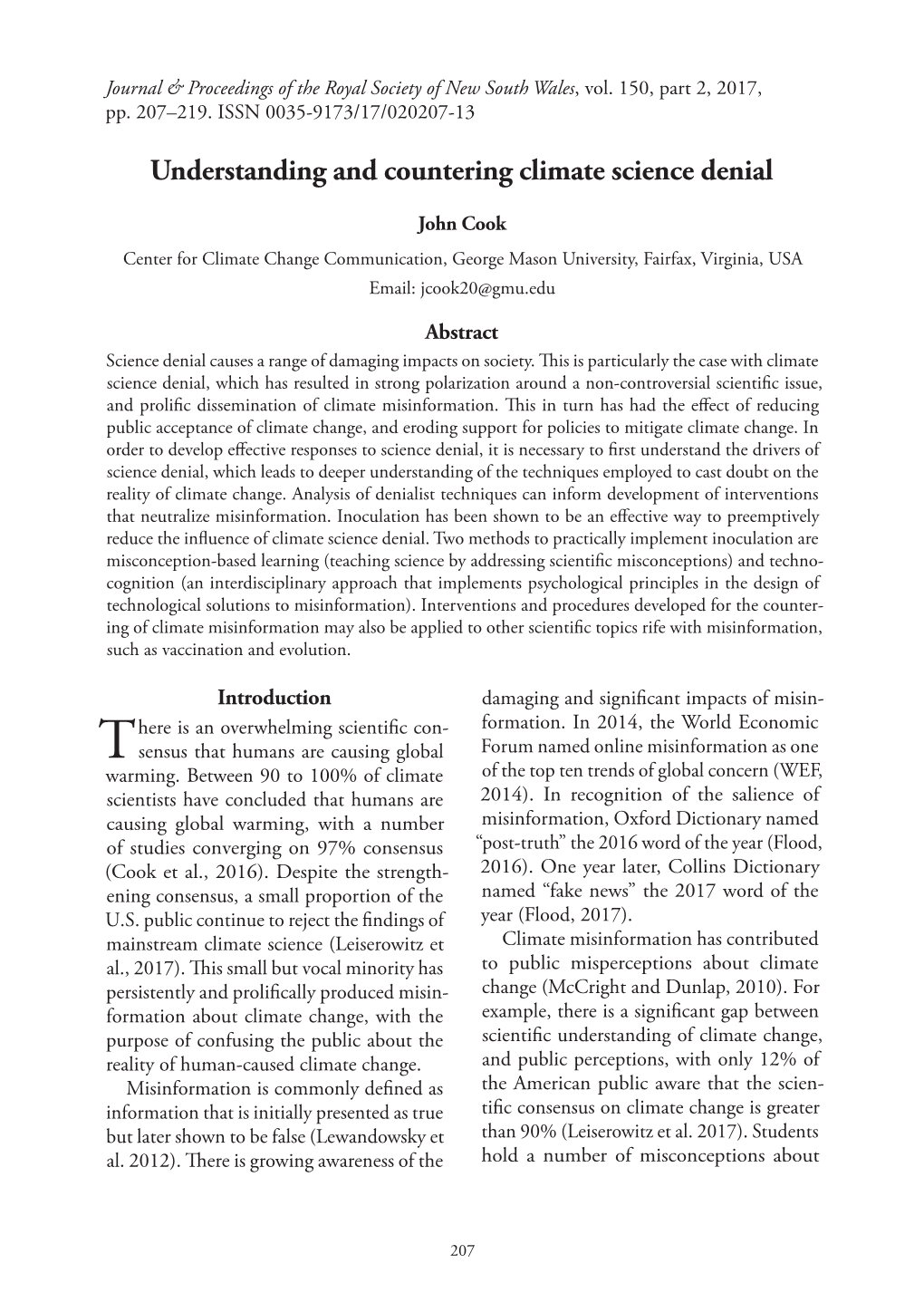 Understanding and Countering Climate Science Denial