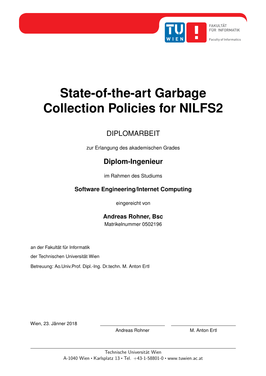 State-Of-The-Art Garbage Collection Policies for NILFS2