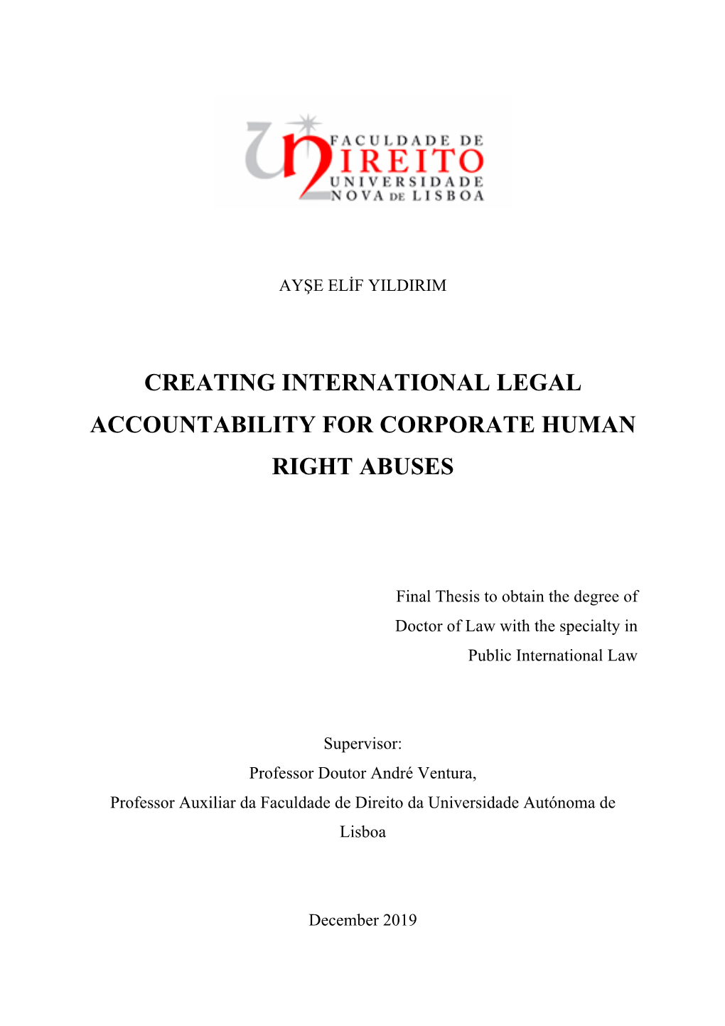 Creating International Legal Accountability for Corporate Human Right Abuses