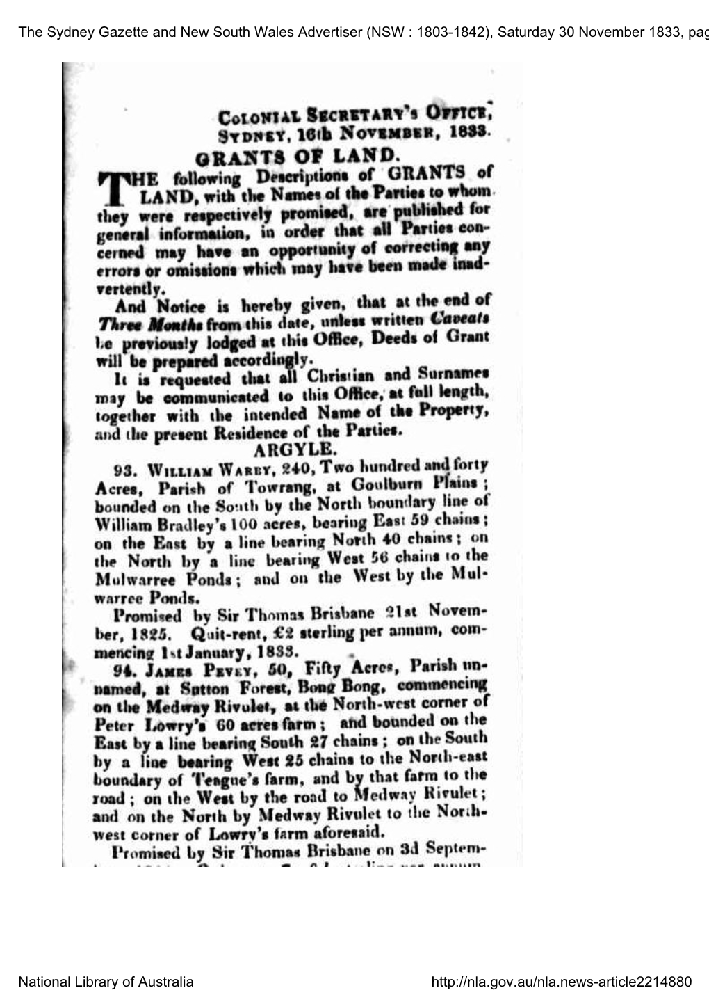 Sydney Gazette, Saturday 30 November 1833, Page 4