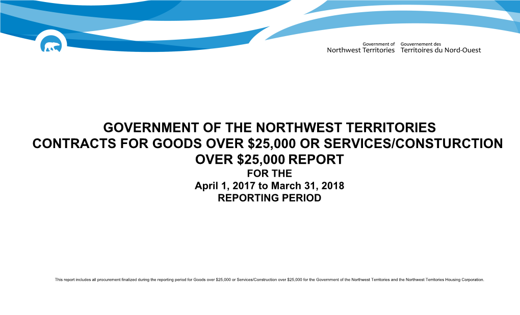 GNWT Contracts Over $25000 Report 2017-2018