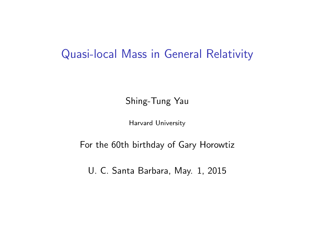 Quasilocal Mass in General Relativity