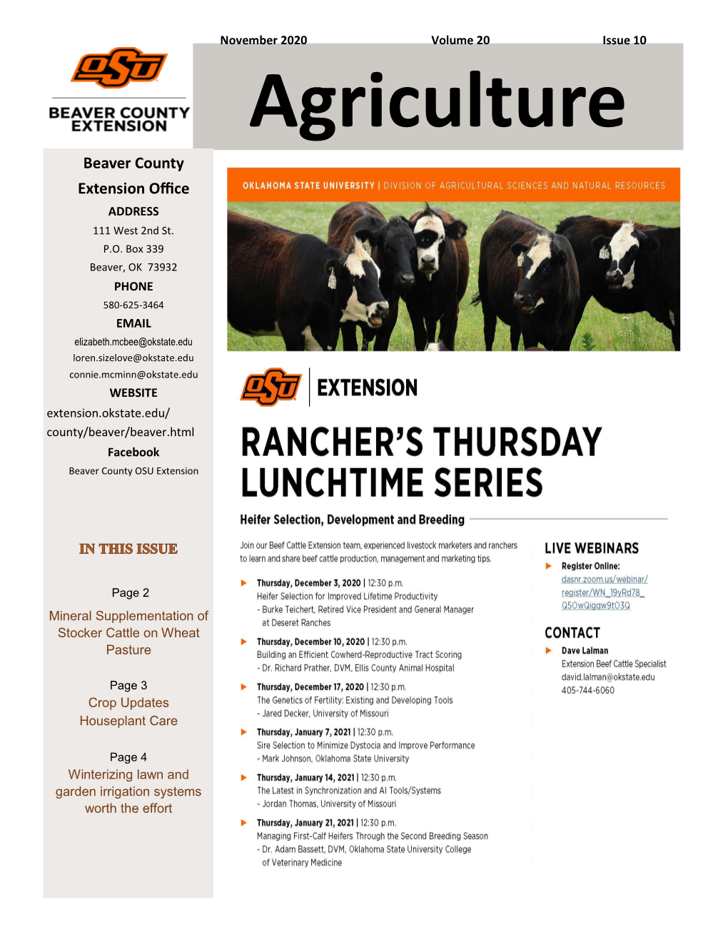 Mineral Supplementation of Stocker Cattle on Wheat Pasture