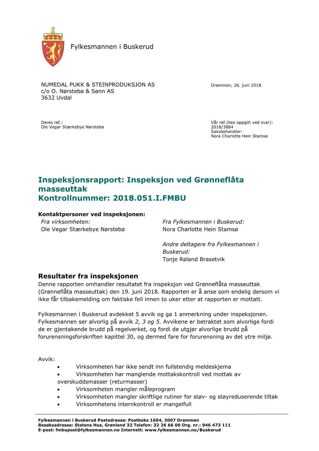 Grønneflåta Masseuttak Kontrollnummer: 2018.051.I.FMBU