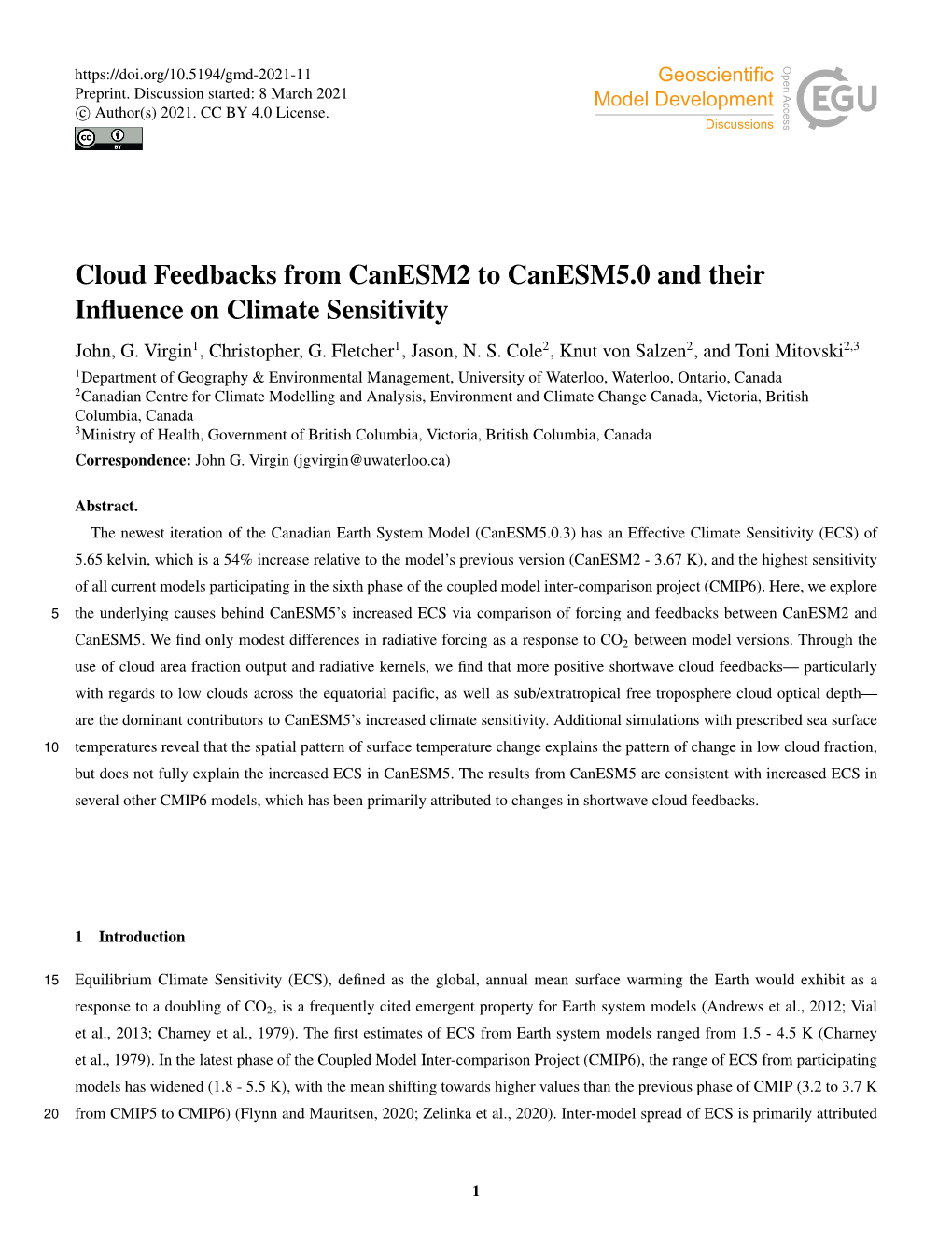 Cloud Feedbacks from Canesm2 to Canesm5.0 and Their Influence On