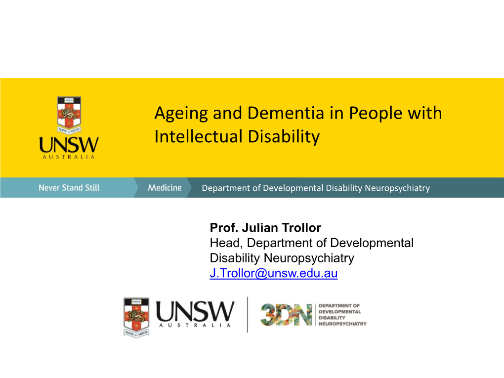 Ageing and Dementia in People with Intellectual Disability