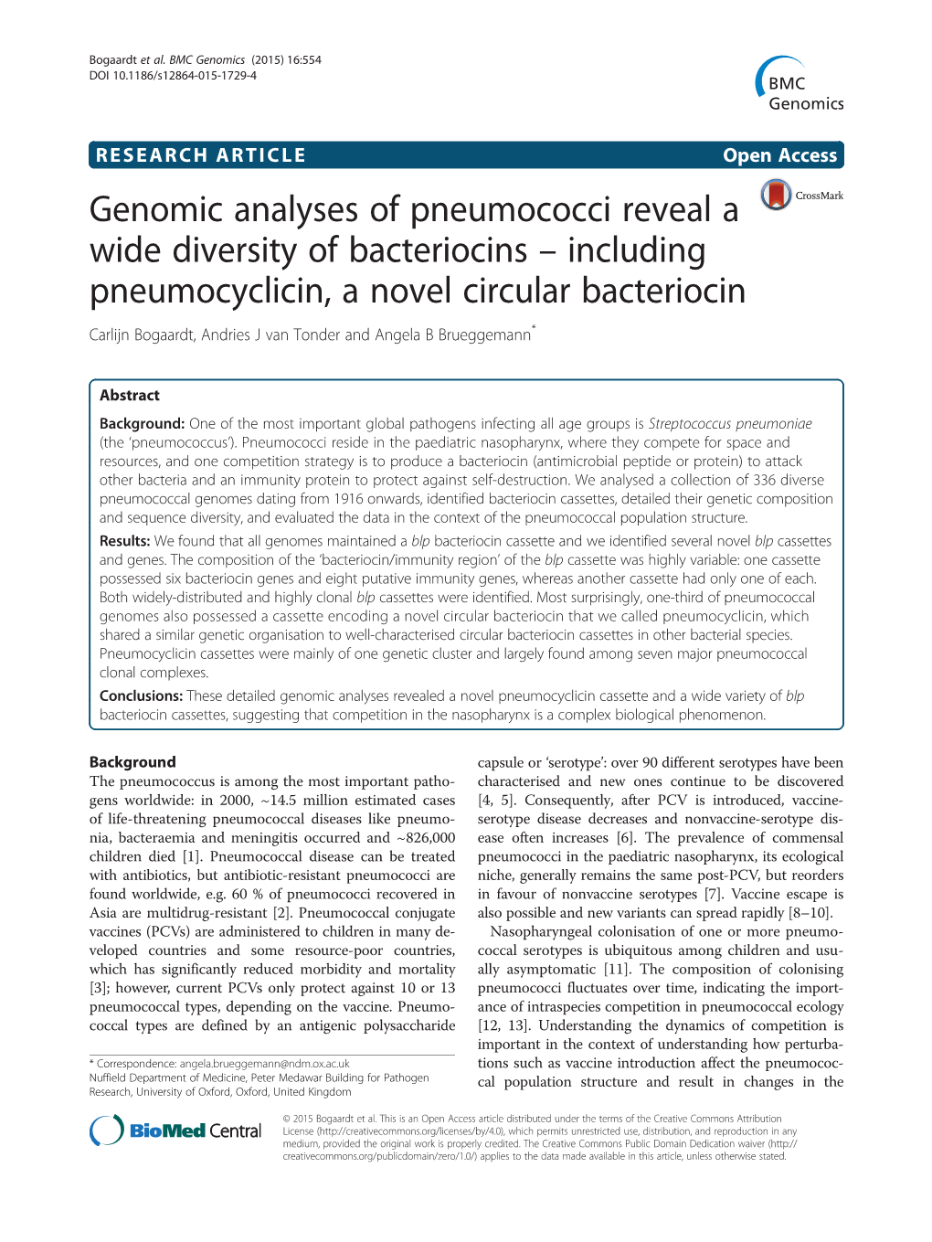 Genomic Analyses of Pneumococci Reveal a Wide Diversity of Bacteriocins