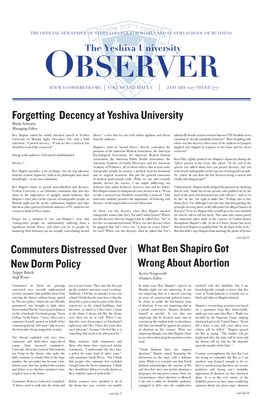 Forgetting Decency at Yeshiva University Commuters Distressed