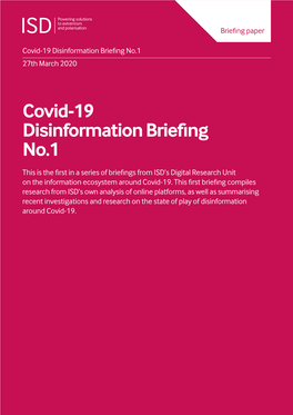 Covid-19 Disinformation Briefing No.1 27Th March 2020