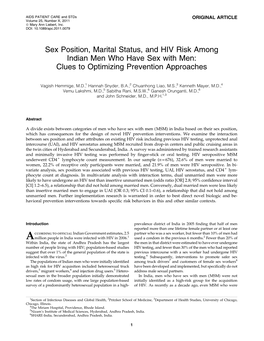 Sex Position, Marital Status, and HIV Risk Among Indian Men Who Have Sex with Men: Clues to Optimizing Prevention Approaches