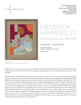 FREDERICK HAMMERSLEY Organics and Cut-Ups, 1963-1965