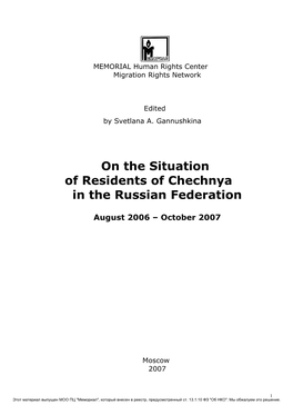On the Situation of Residents of Chechnya in the Russian Federation