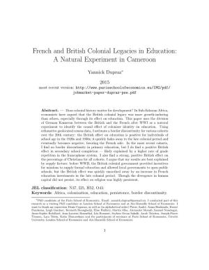 French and British Colonial Legacies in Education: a Natural Experiment in Cameroon