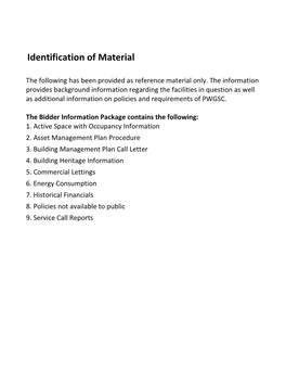 Identification of Material